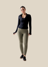 Women High Neck Zip Jacket - Black - 1