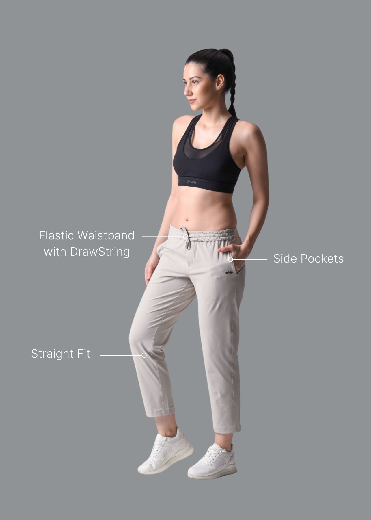Women Gym Straight Pants - White - 2