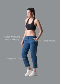 Women Gym Straight Pants - Teal - 2