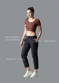 Women Gym Straight Pants - Black - 2