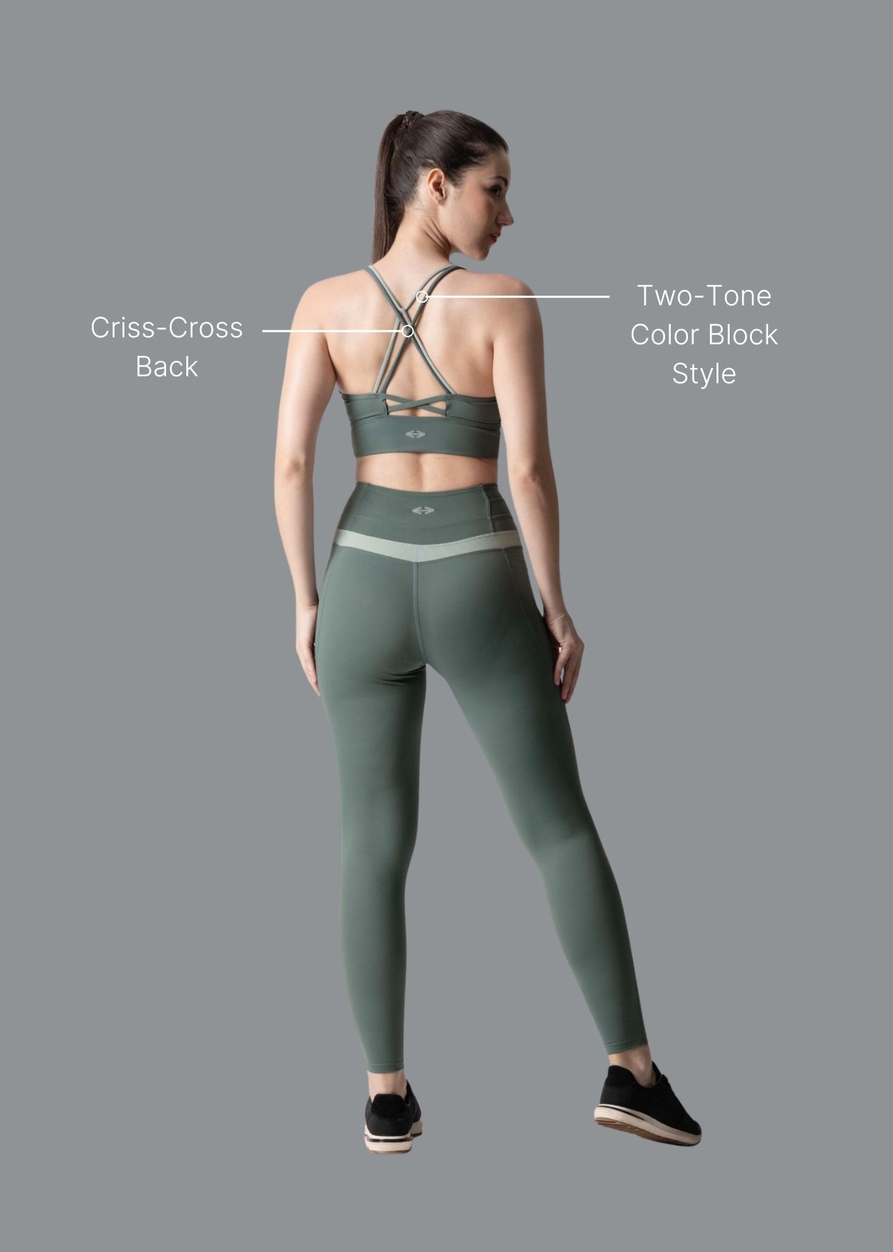 Women High Support Sports Bra - Sage Green - 2