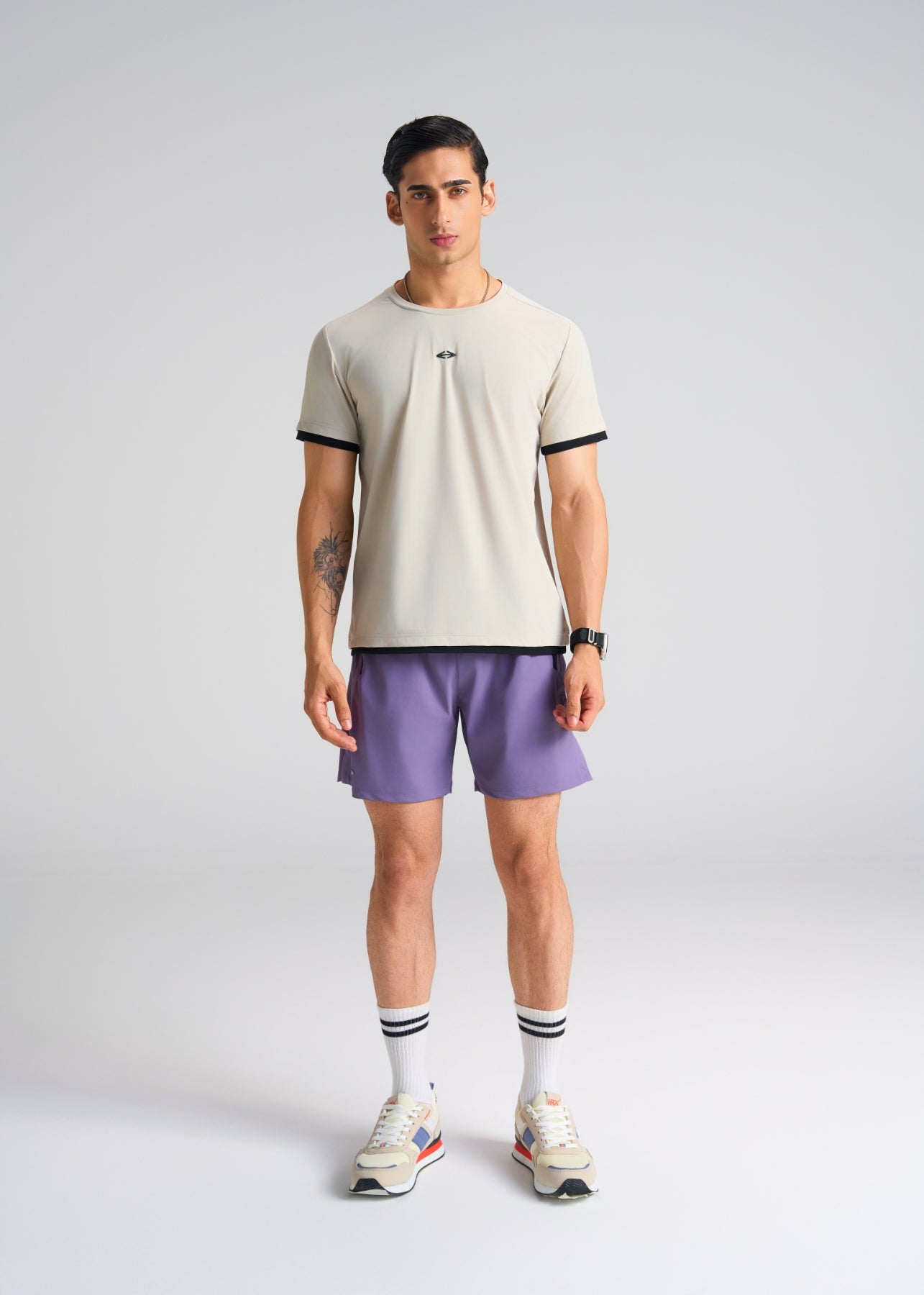Men Performance Round Neck Tee Creamgrey