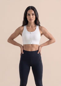 High Impact Zip closure Sports Bra - Cream - 1