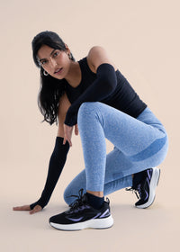 Women Seamless Workout Leggings - Majestic Blue - 4