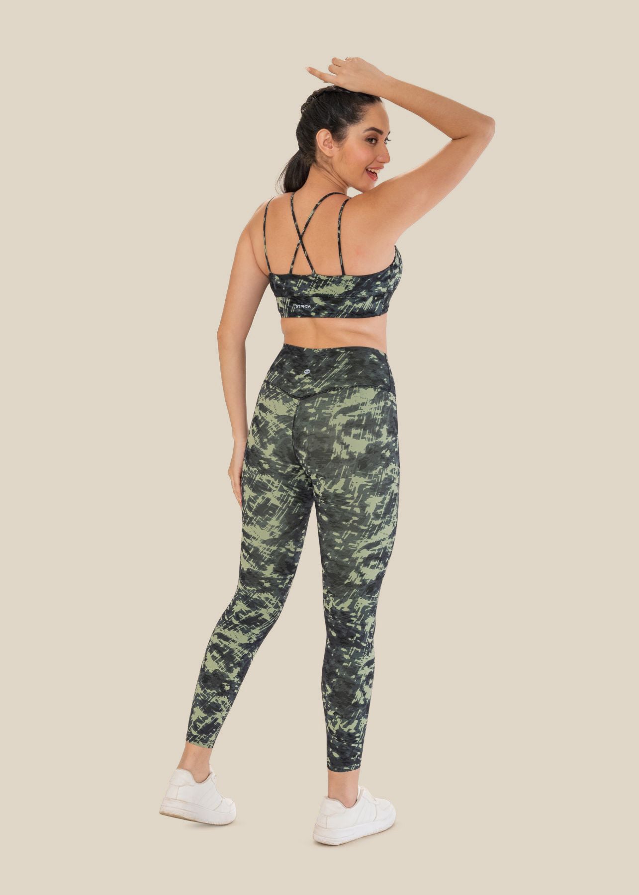 Low Impact Printed Sports Bra - Dusty Green