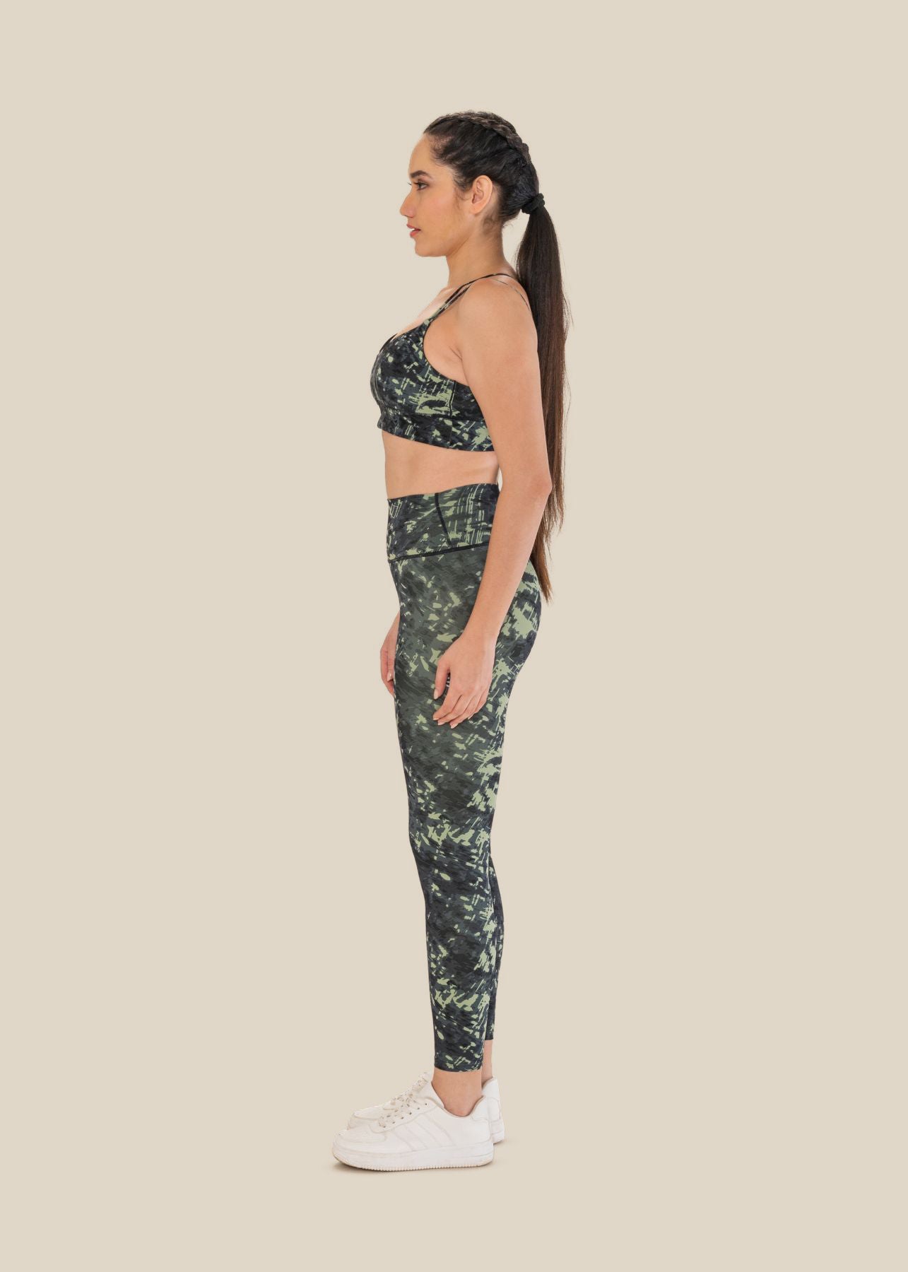 Low Impact Printed Sports Bra - Dusty Green