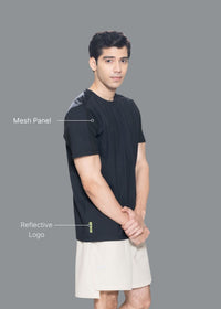 Men Mesh Panel Activewear Tee Black - 2