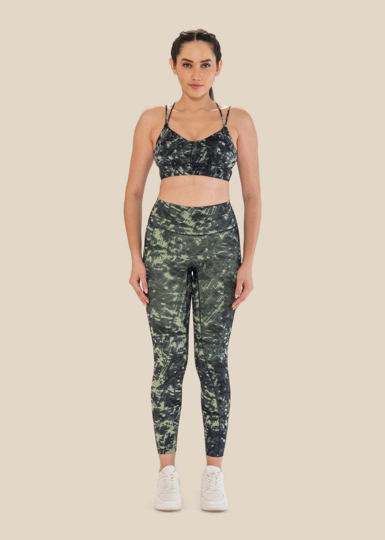 Low Impact Printed Sports Bra - Dusty Green