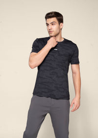 Men Camoflauge Print Active Tee Black - 4