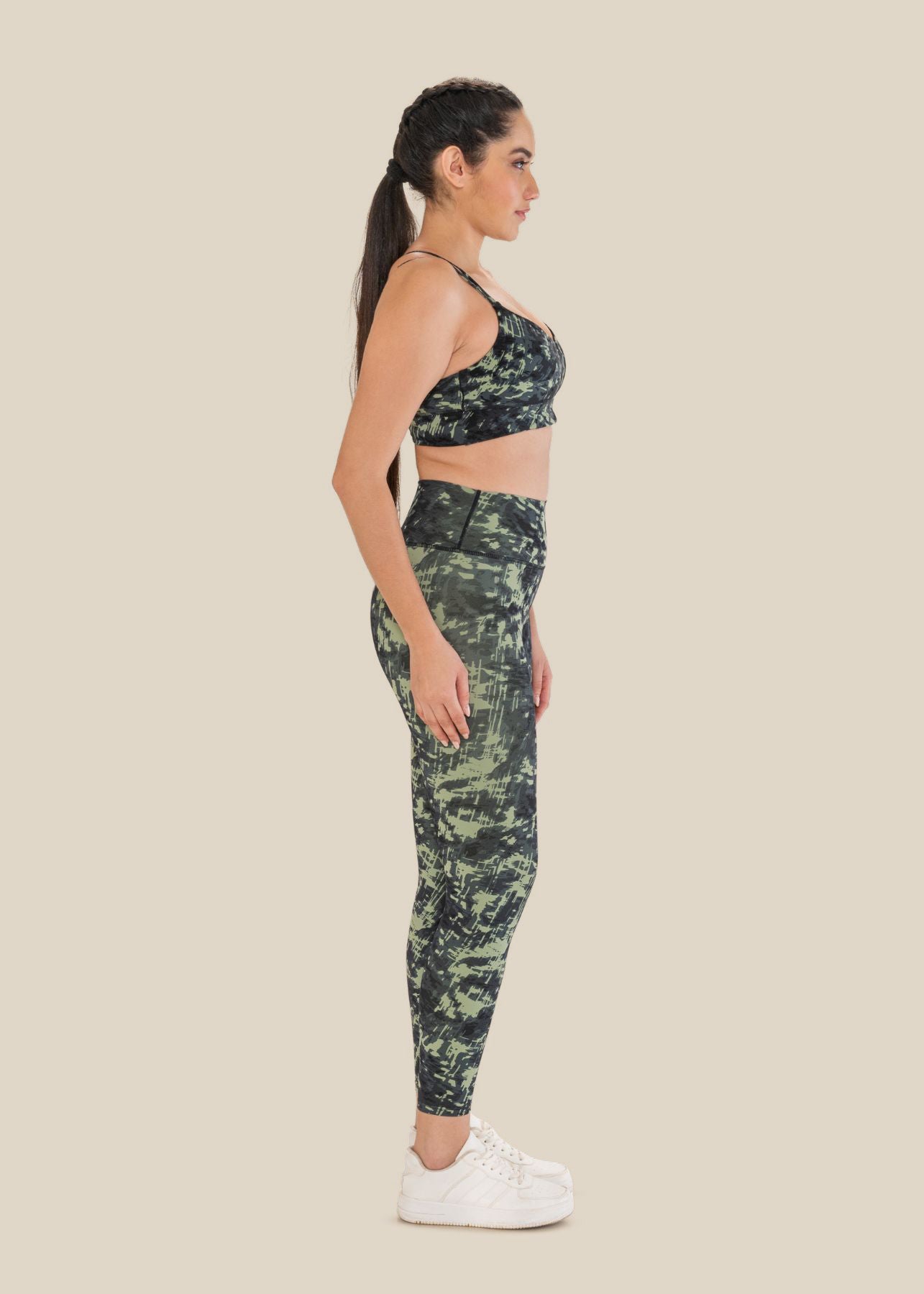 Low Impact Printed Sports Bra - Dusty Green
