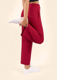 Women High Waist Flare Pants - Maroon - 5