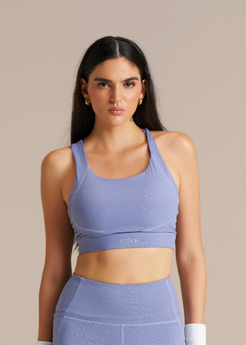 Leopard Embossed Sports Bra - Purple Haze