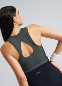 Workout Essential Fitted crop top - Dark Olive - 3