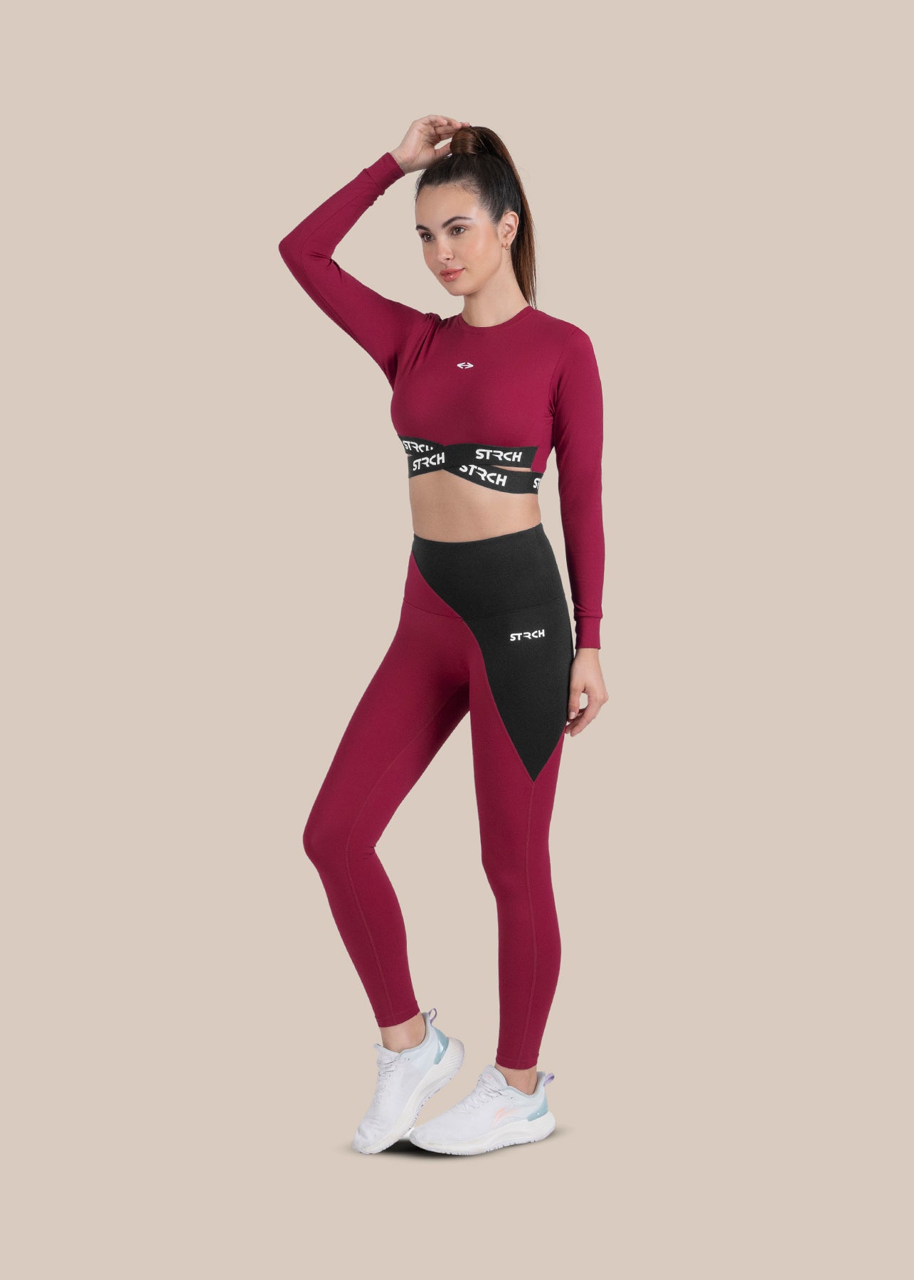 StrchFlex Sculpted Training Crop Top - Maroon - 4