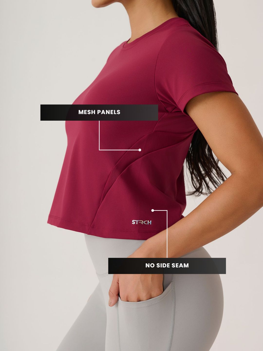 Women High Performance Mesh Tee 
- CherryPlum