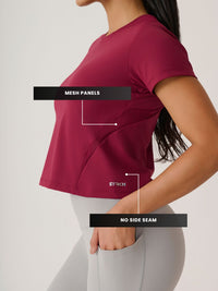 Women High Performance Mesh Tee 
- CherryPlum