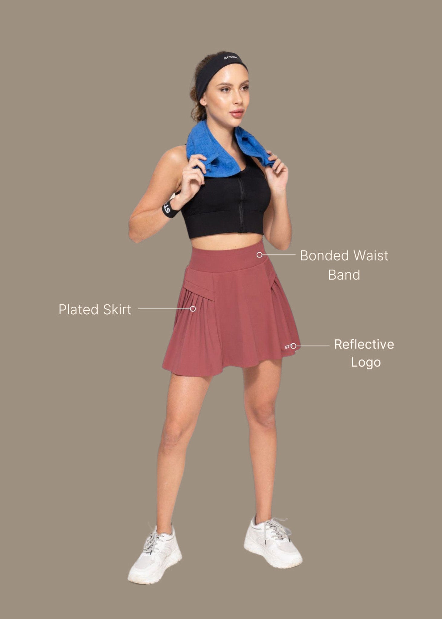 Women Pleated Skirt - Burnt Russet - 3