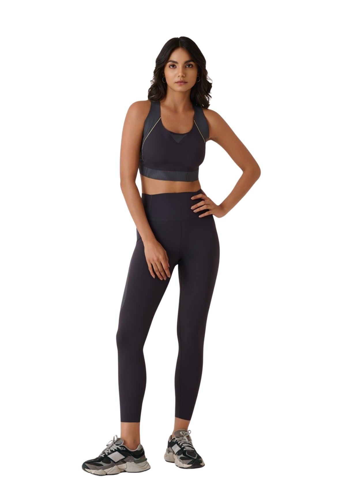 Racer Back Sports Bra-Jet Black