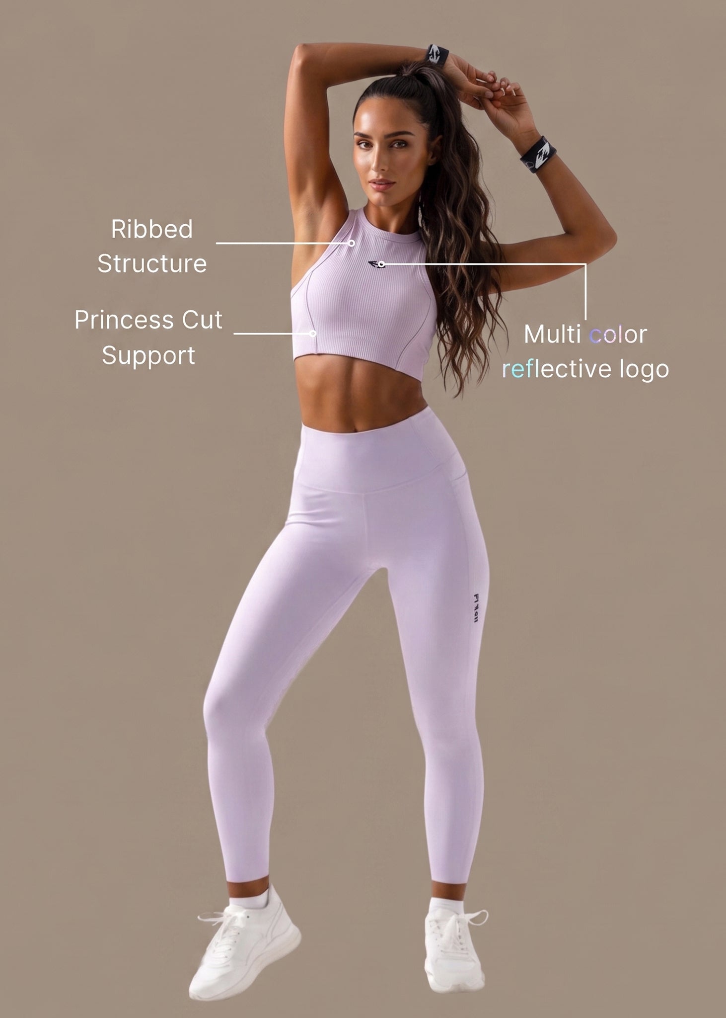 Ribbed T-back sports bra - Orchid Bloom - 2