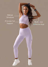 Ribbed T-back sports bra - Orchid Bloom - 2