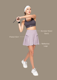 Women Pleated Skirt - Purple - 3