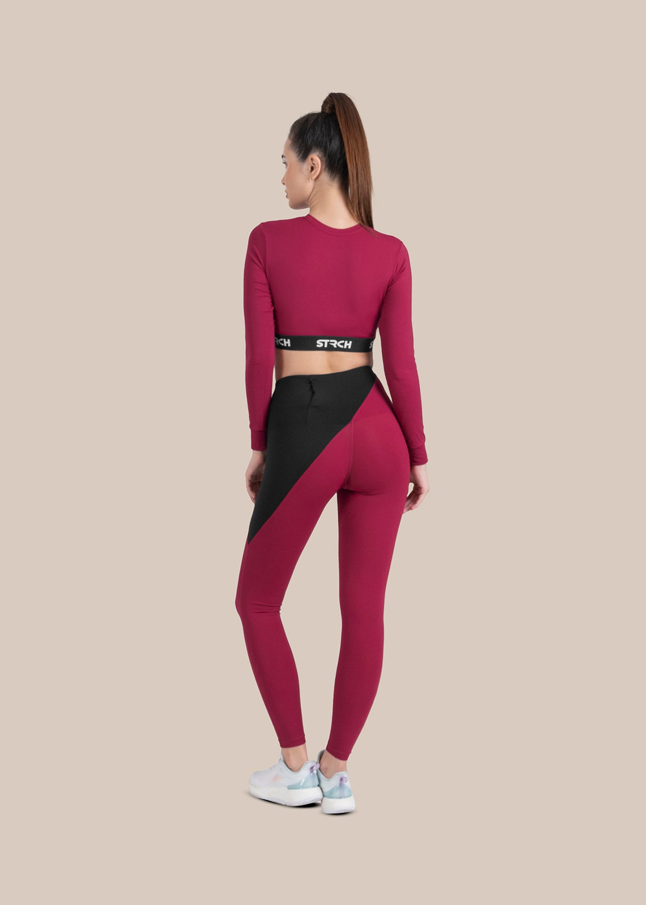 StrchFlex Sculpted Training Crop Top - Maroon - 5