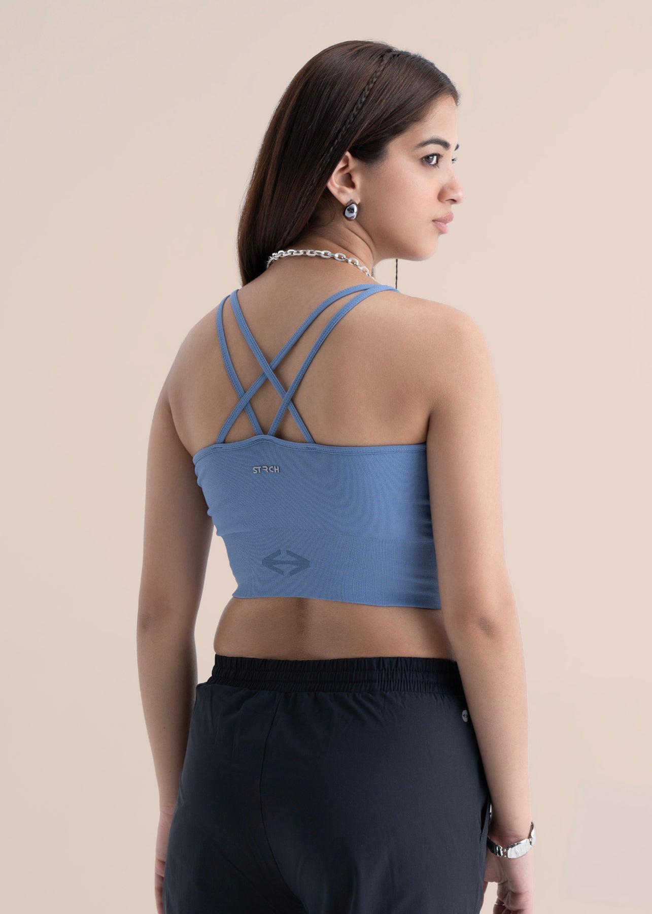 Seamless open Back Sports Bra - Coronet Blue - 6