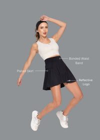 Women Pleated Skirt - Black - 3