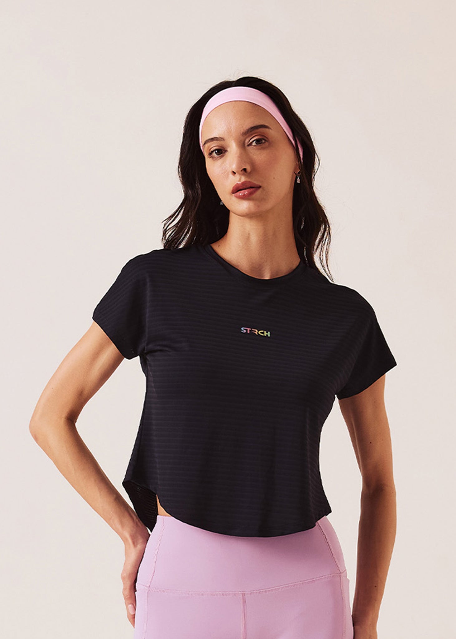 Women V-Back Tie Top & Training Pants Co-ord Set - Jet Black