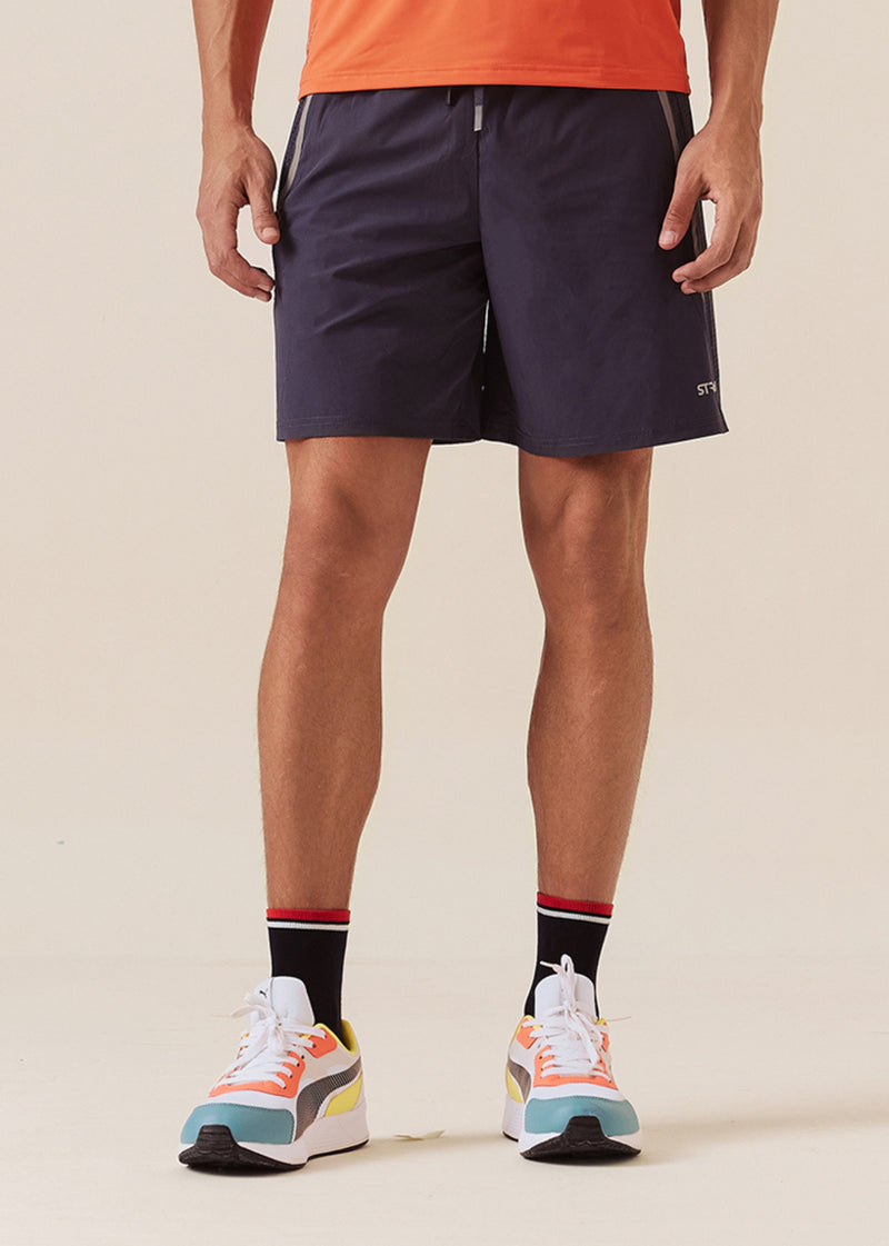 Laser Perforated Training Shorts - Charcoal Blue