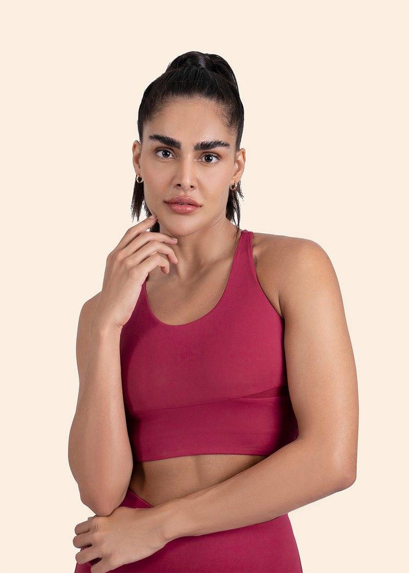 High Support Cross back sports bra - Maroon