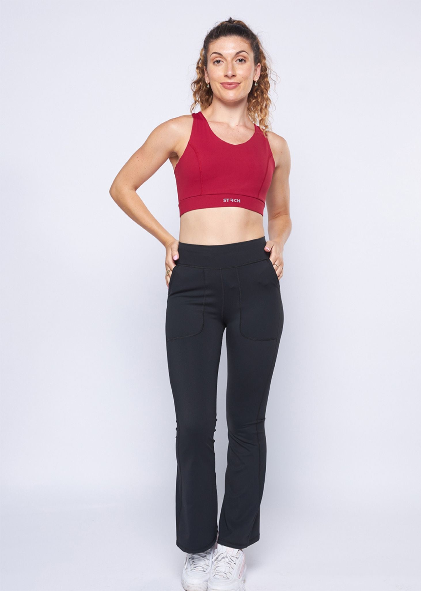 Cross Back Active Bra - Maroon