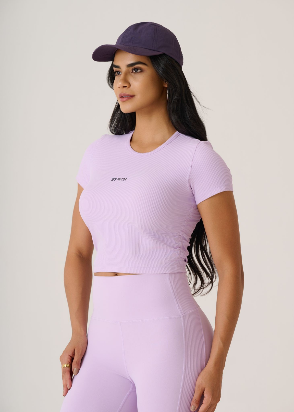 PlayCore Ribbed Tee-Mauve