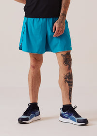 Men Split Hem Gym Shorts - Ocean Teal - 1