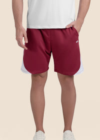 Men Zippered Gym Shorts - Maroon - 1