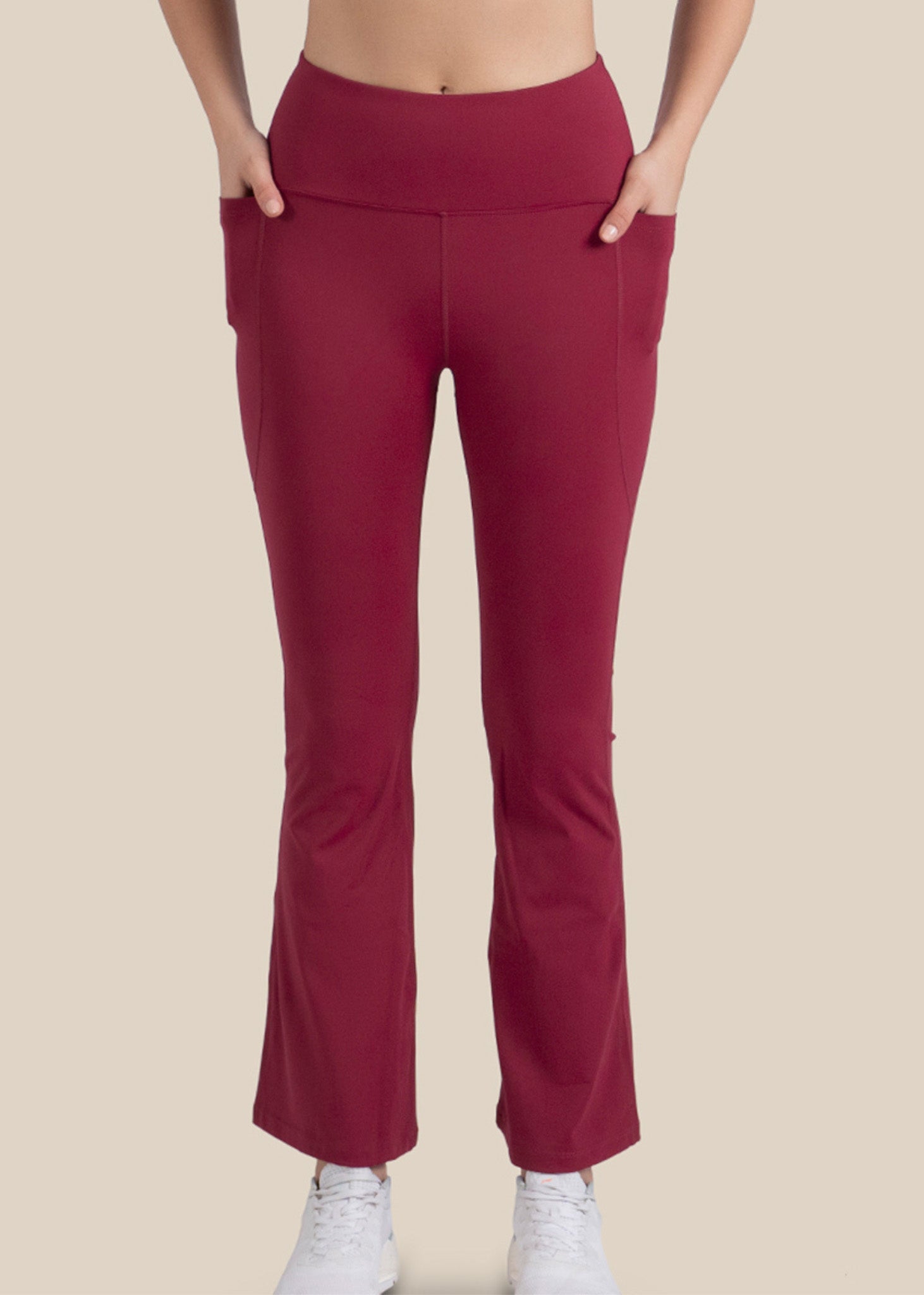 StrchFlex High rise Flare Leggings - Maroon - 1