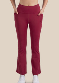 StrchFlex High rise Flare Leggings - Maroon - 1