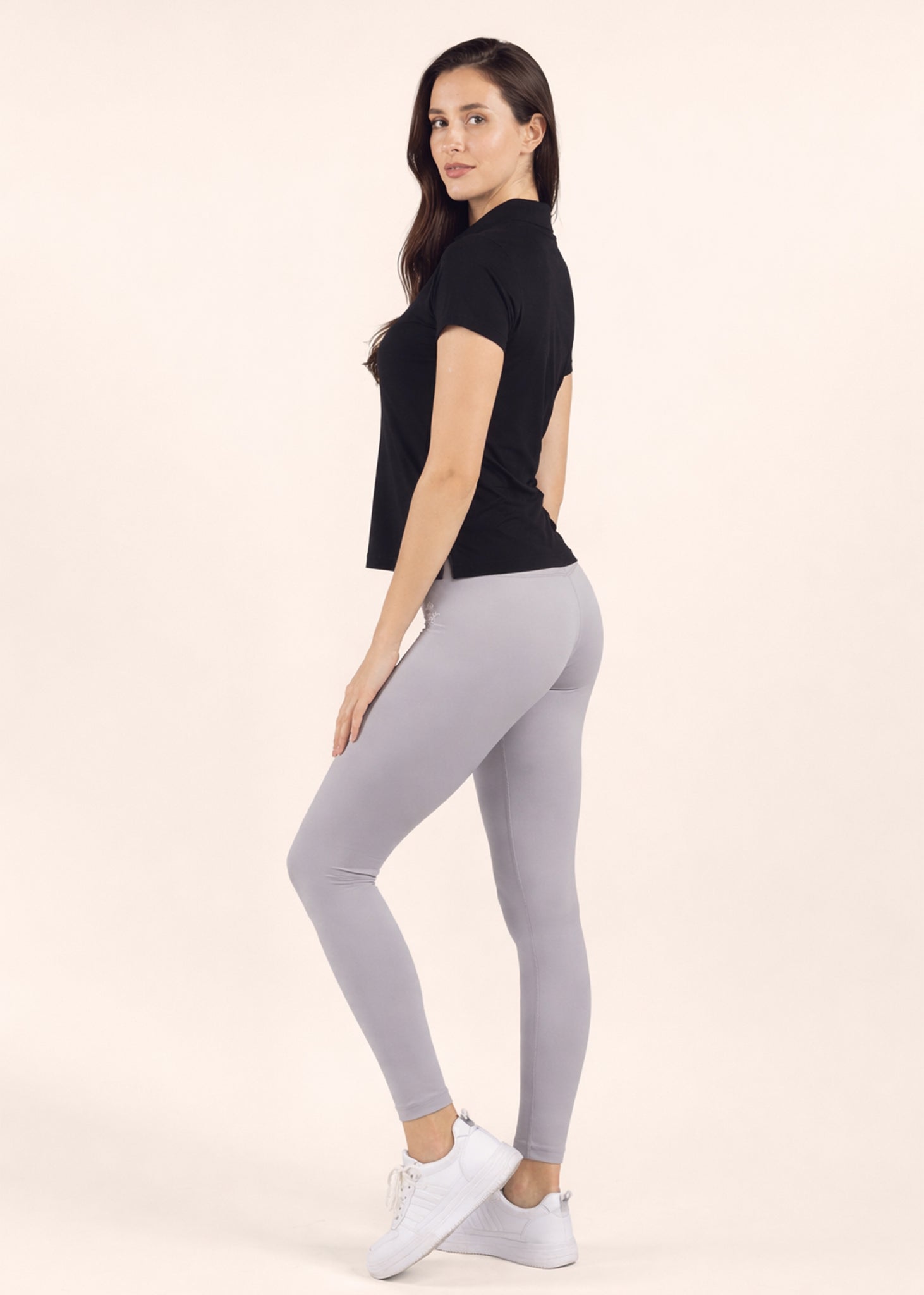 Women Sporty Textured Polo Top - Black - 4