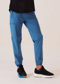 Men Cargo Gym Joggers - Ice Blue - 1