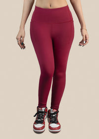 Women Gym To Yoga High Waist Leggings - Maroon - 1