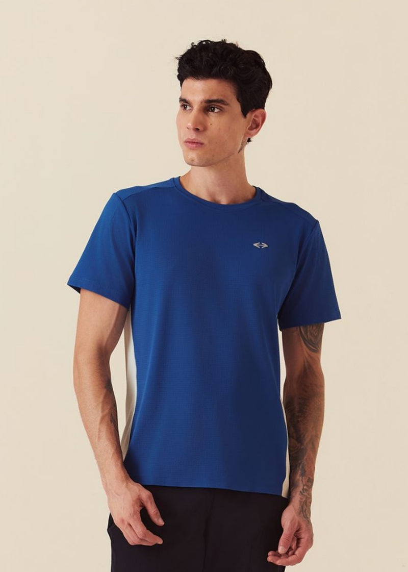 Men Color Block Gym T-Shirt - Doger Blue