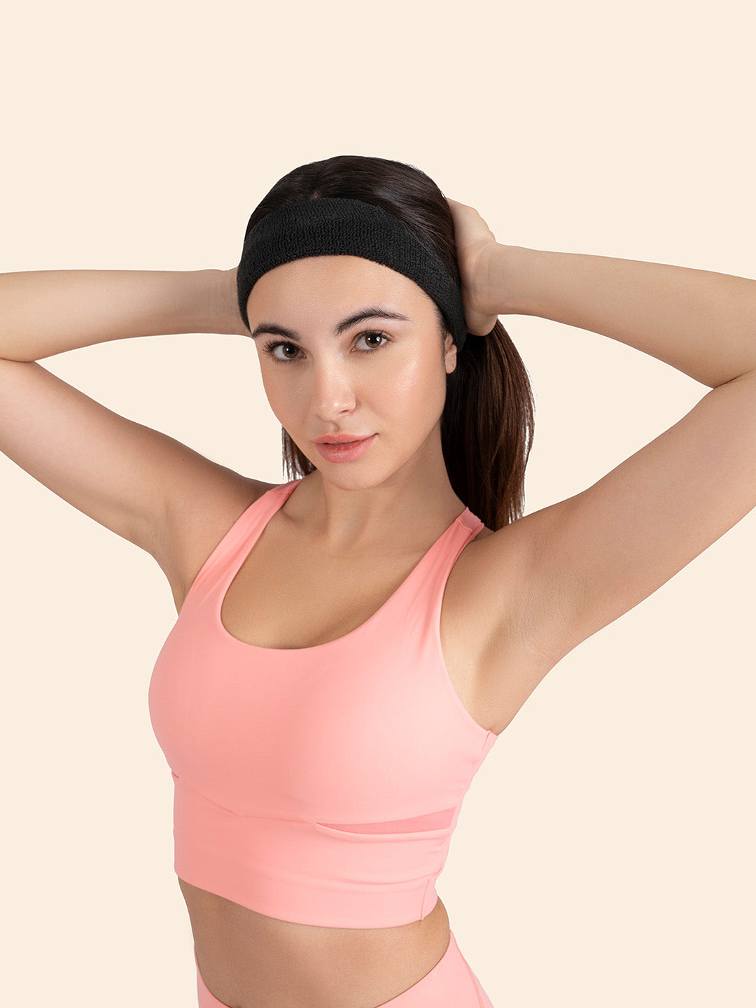 High Support Cross back sports bra - Peach