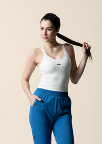 Women Criss Cross Bra Tank - White - 1