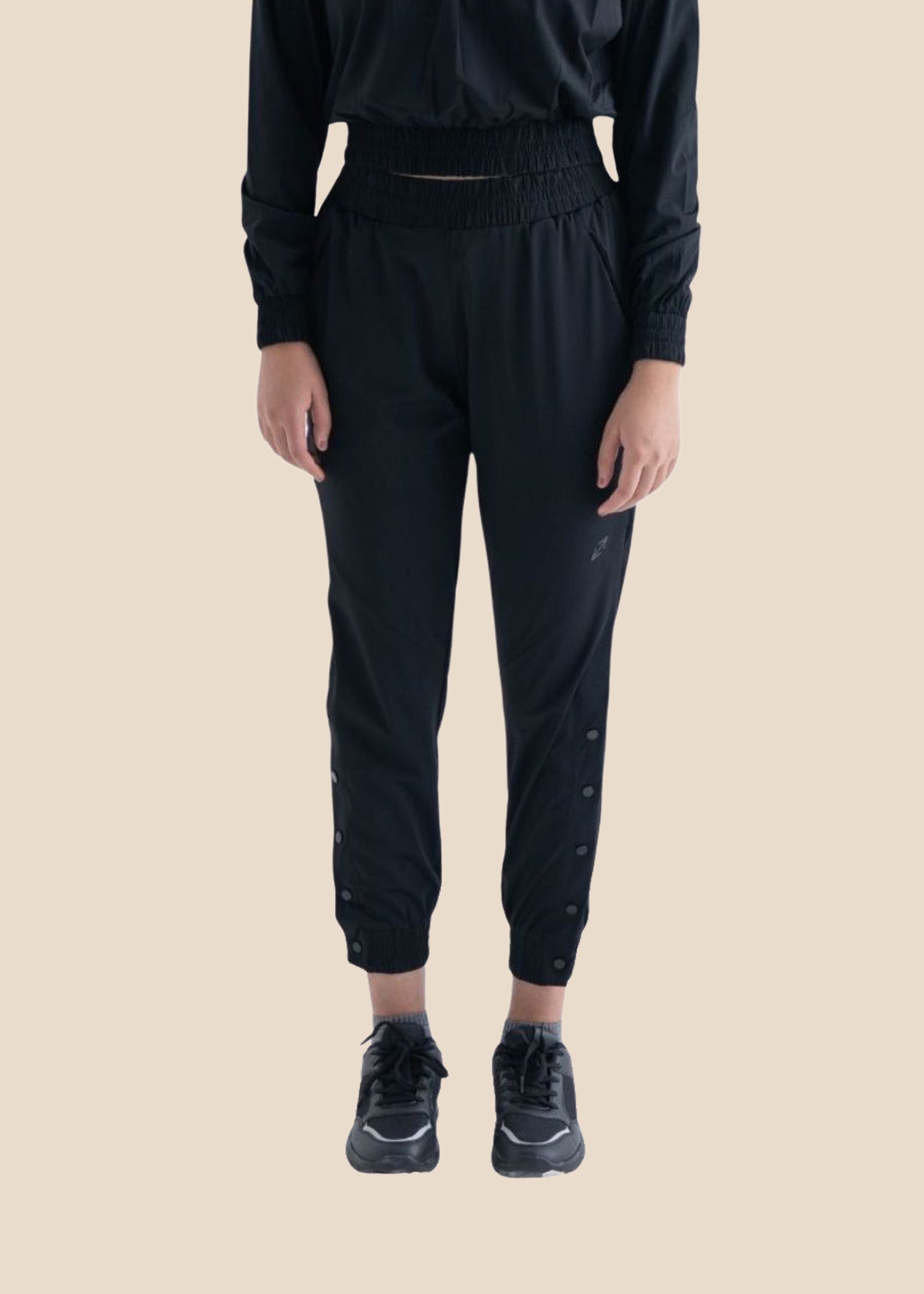 Play Core Snap Botton Track Pants - Black - 1