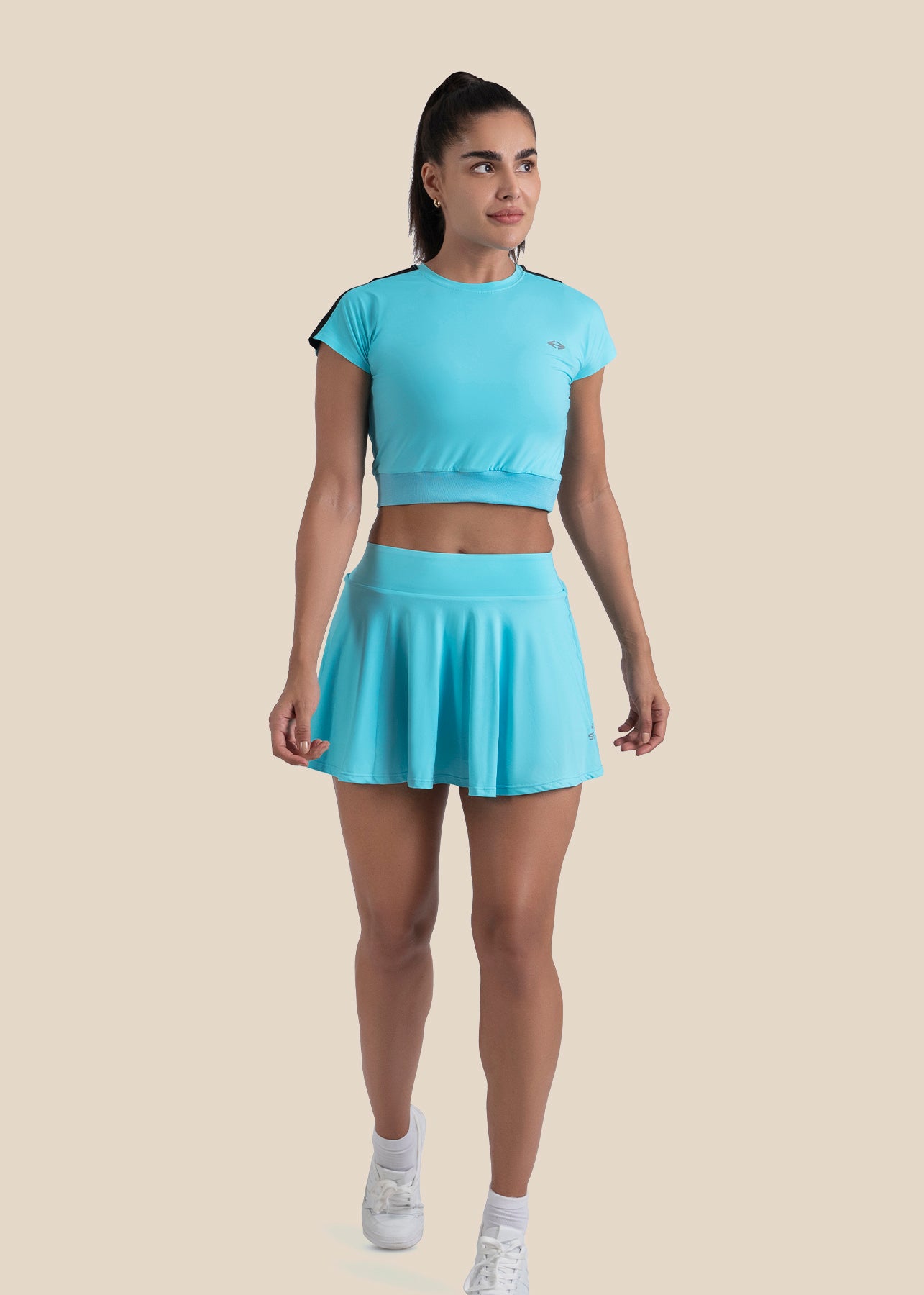 Gym core Cropped Tee - Cyan Blue