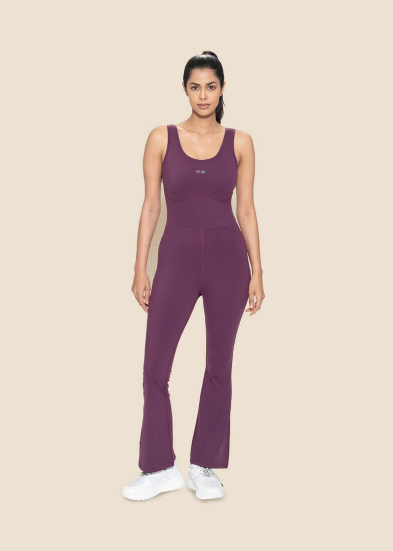 MWomen Cross Back Jumpsuit - Wine