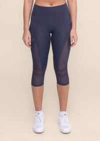 Women High Waist Capri - Dusty Blue - 1