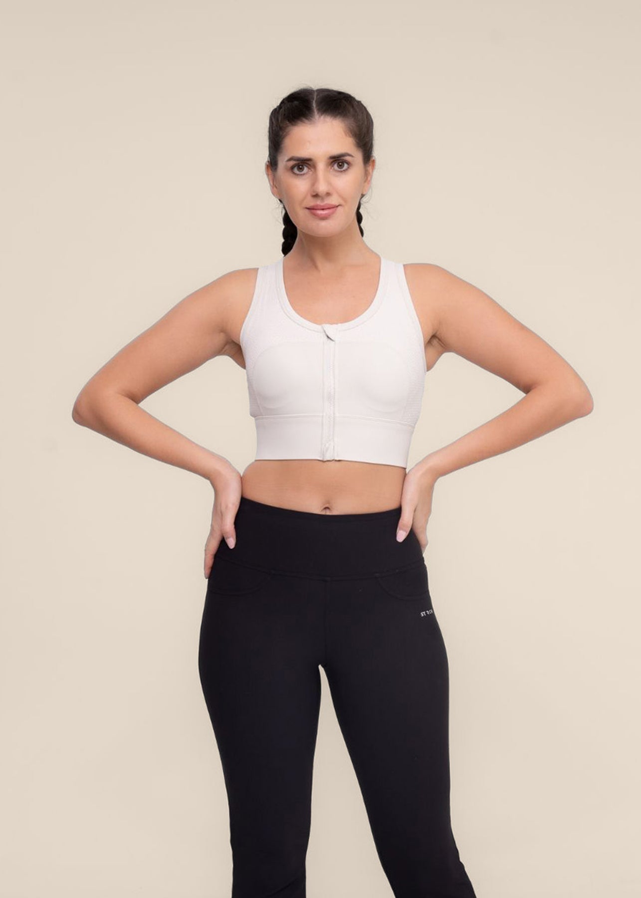 High Impact Zip closure Sports Bar - Cream