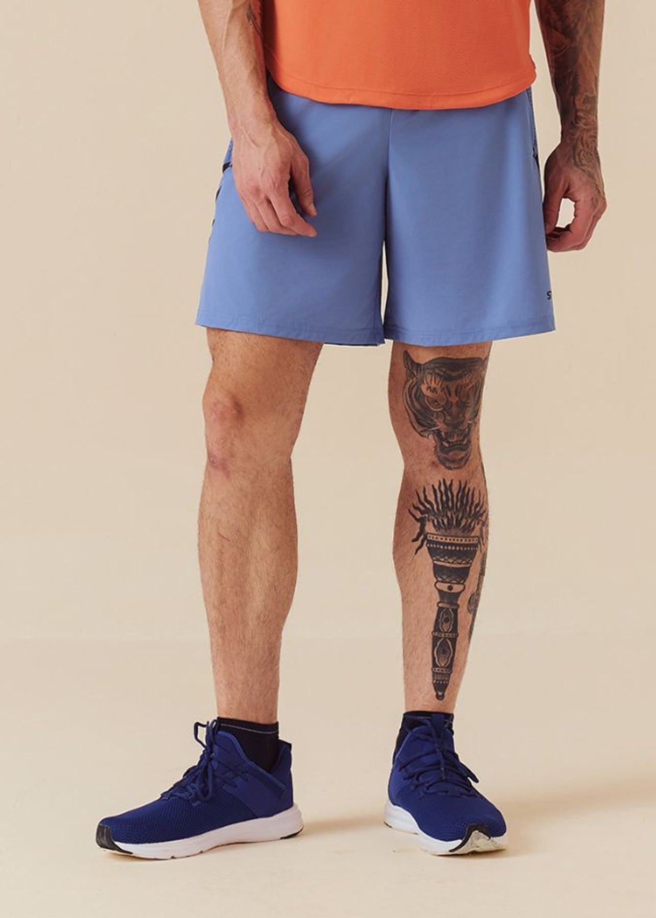 Laser Perforated Training Shorts - Slate Blue