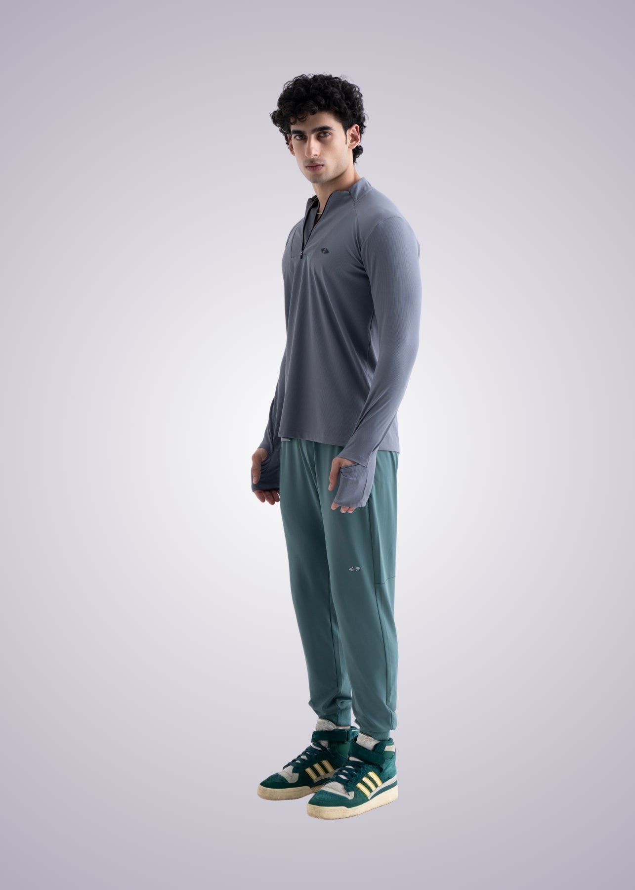 Men Ribbed Waistband Joggers Pine - 1